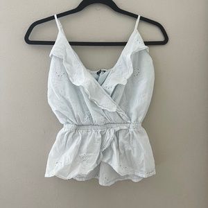 Express Detailed V-Neck Babydoll Tank Top